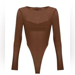 Meshki mesh brown long sleeve body suit